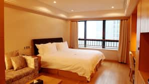 Desk, blackout curtains, iron/ironing board, free WiFi
