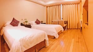 Desk, blackout curtains, iron/ironing board, free WiFi