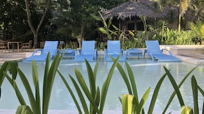 Outdoor pool, pool loungers