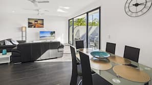 Flat-screen TV, DVD player