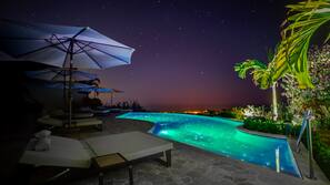 Outdoor pool, sun loungers