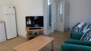 Flat-screen TV, DVD player
