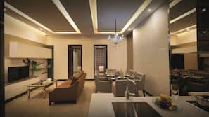 40-inch flat-screen TV with satellite channels