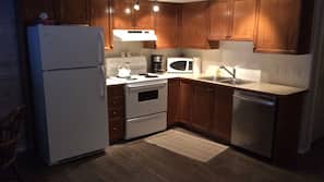 Fridge, microwave, oven, hob