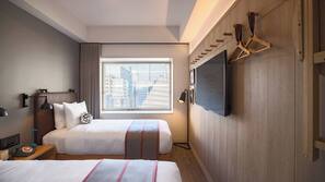 Desk, laptop workspace, free WiFi, linens