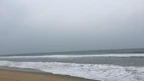 On the beach, white sand
