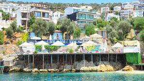 Private beach, free beach cabanas, sun-loungers, beach umbrellas