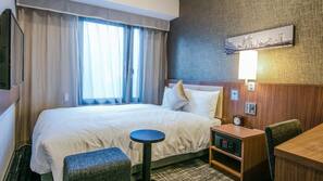 In-room safe, desk, laptop workspace, blackout curtains