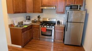 Fridge, microwave, coffee/tea maker
