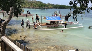 On the beach, scuba diving, snorkeling, kayaking