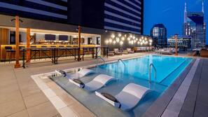 Outdoor pool, open 8 AM to 7:00 PM, sun loungers