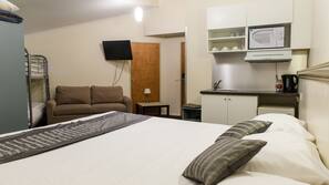 Laptop workspace, free WiFi, linens