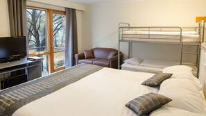 Laptop workspace, free WiFi, linens
