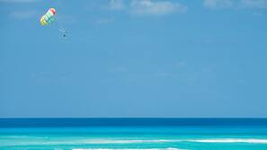 On the beach, white sand