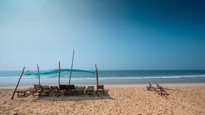 On the beach, scuba diving