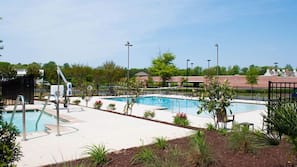 Outdoor pool, sun loungers