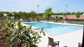 Outdoor pool, sun loungers