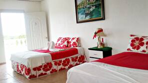 1 bedroom, individually decorated, free wired Internet, linens