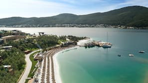 Private beach, white sand, beach cabanas, sun-loungers
