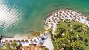 Private beach, white sand, beach cabanas, sun-loungers
