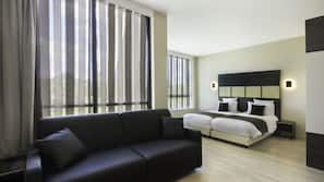 Premium bedding, pillow top beds, in-room safe, desk