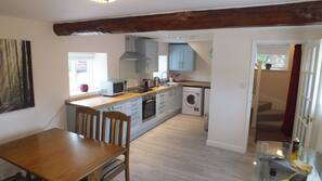 Fridge, microwave, oven, hob