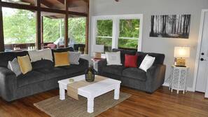 TV, fireplace, DVD player, stereo