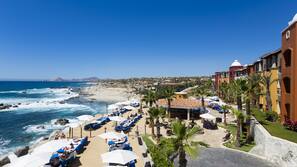 Private beach, sun loungers, beach umbrellas, beach towels