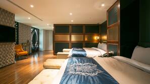 Down comforters, minibar, desk, blackout drapes
