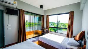 Blackout curtains, rollaway beds, free WiFi, linens