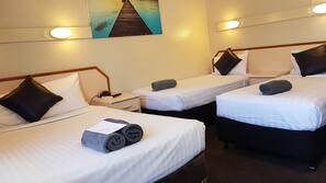 Desk, iron/ironing board, free WiFi, linens