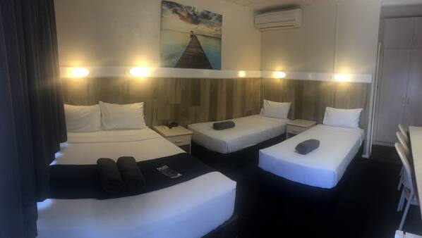 Desk, iron/ironing board, free WiFi, linens