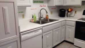 Fridge, microwave, coffee/tea maker, rice cooker