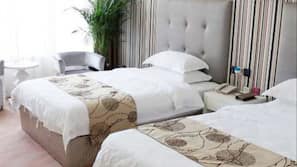 Minibar, desk, blackout curtains, iron/ironing board