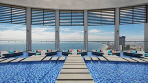 Outdoor pool, open 7 AM to 7 PM, sun loungers