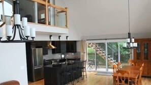 TV, fireplace, video-game console, DVD player