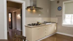 Fridge, microwave, oven, hob