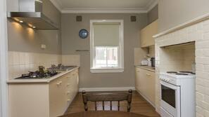 Fridge, microwave, oven, hob