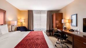 Desk, blackout drapes, iron/ironing board, free WiFi
