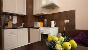 Fridge, microwave, electric kettle
