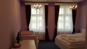 Blackout drapes, free WiFi, linens
