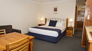 Desk, blackout curtains, iron/ironing board, free WiFi