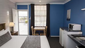 Desk, blackout curtains, iron/ironing board, free WiFi