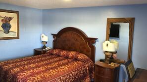 Desk, blackout drapes, iron/ironing board, free WiFi