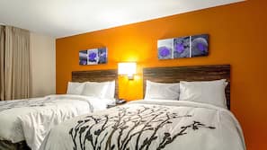Hypo-allergenic bedding, desk, blackout drapes, iron/ironing board