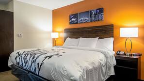 Hypo-allergenic bedding, desk, blackout drapes, iron/ironing board
