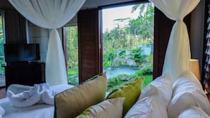 1 kamar tidur, seprai premium, minibar, dan brankas