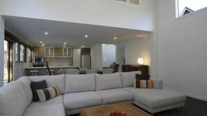 40-inch flat-screen TV with satellite channels, TV