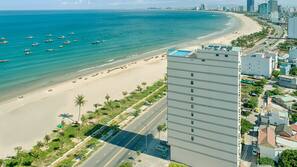 On the beach, white sand