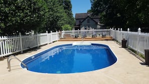 Seasonal outdoor pool, open 8 AM to 10 PM, pool umbrellas, sun loungers